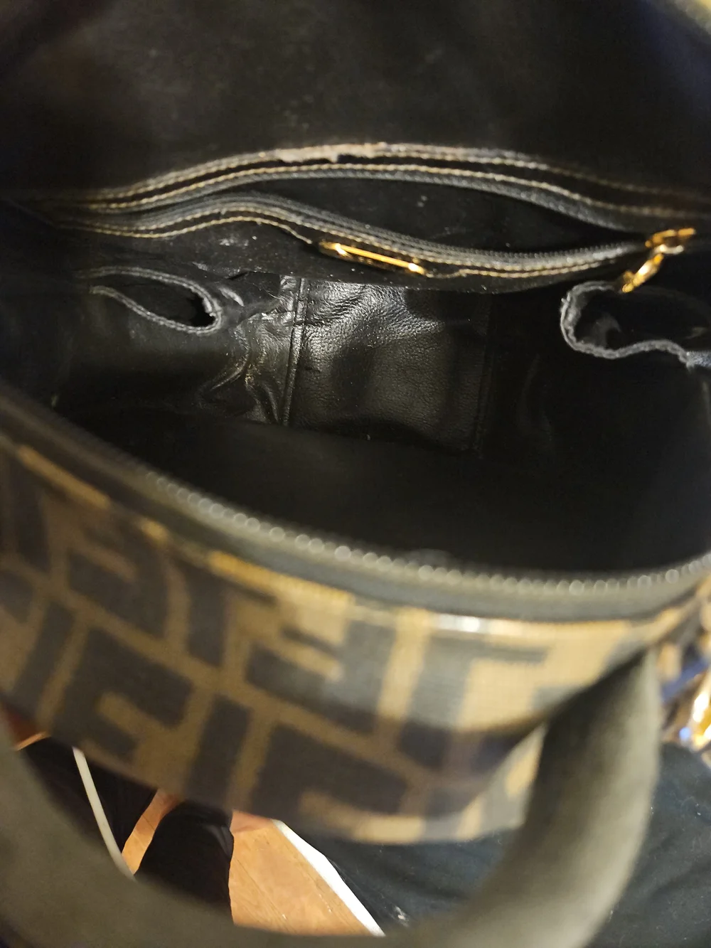 Fendi Brown and Black Logo Round Crossbody Bag